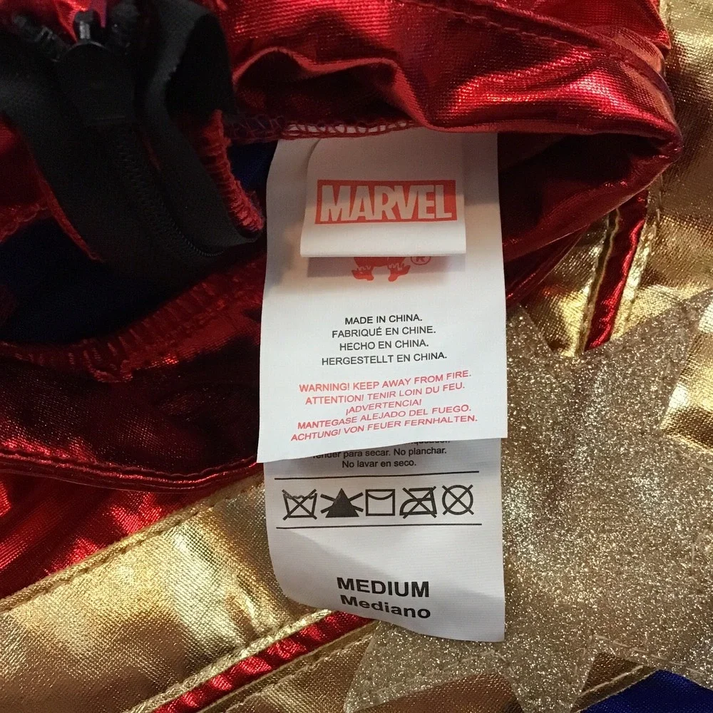 Rubie's Captain Marvel Girls Sz M Halloween Costume Cosplay Gloves Top Leggings
